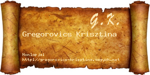 Gregorovics Krisztina névjegykártya